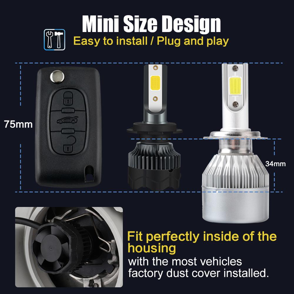 Bevinsee H11 H7 LED Headlight Bulb Mini Size Lights For Cars h4 9005 HB3  9006 HB4 H8 H9 9012 LED Fog Light 12V 6000K Headlamp - AliExpress