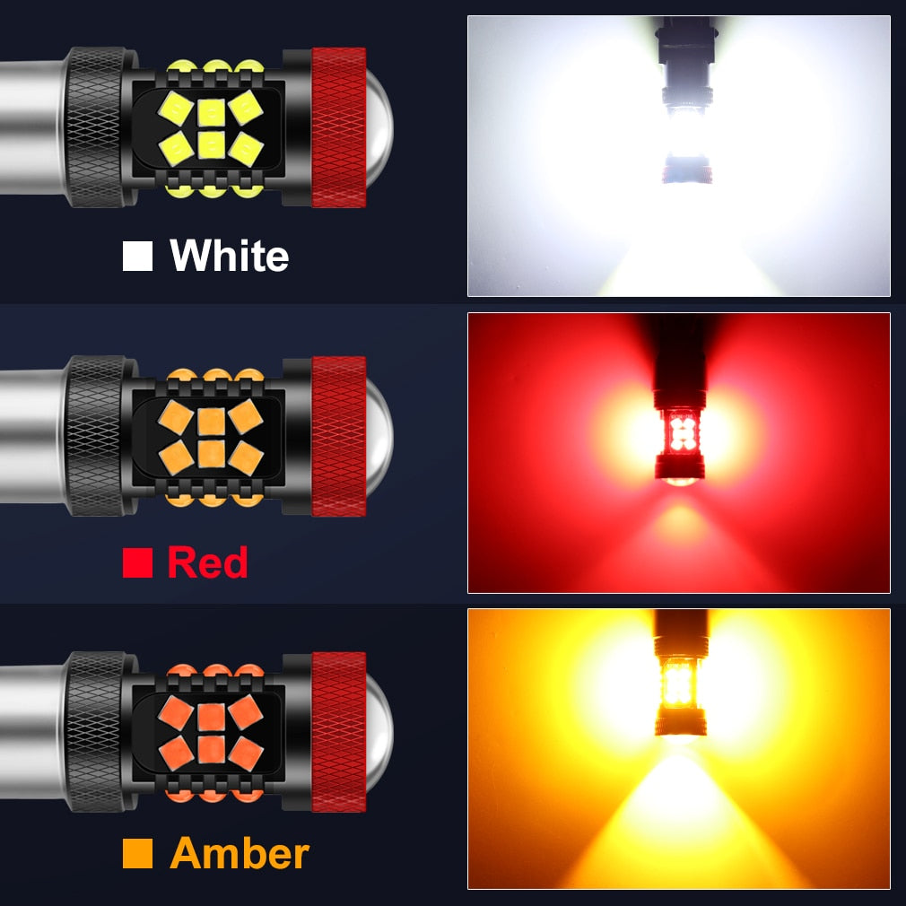 Red Amber White 1156 BA15S P21W LED 1157 BAY15D P21/5W LED Bulb R5W R10W  Car Turn Signal Light S25 Auto Brake Light Lamps 12V