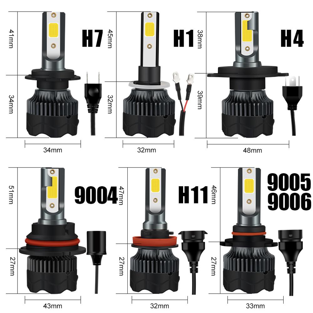 H1 LED H7 LED 20000LM H8 HB3 9005 HB4 H11 Led Headlights Bulbs 9012 HI –  sd-estore