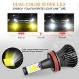 S&D 2pcs LED Car Lights H8 H9 H11 H7 HB3 HB4 9005 9006 H27 880 881 H3 H1 LED Headlight Bulb Dual Color car Fog Lamp White Yellow